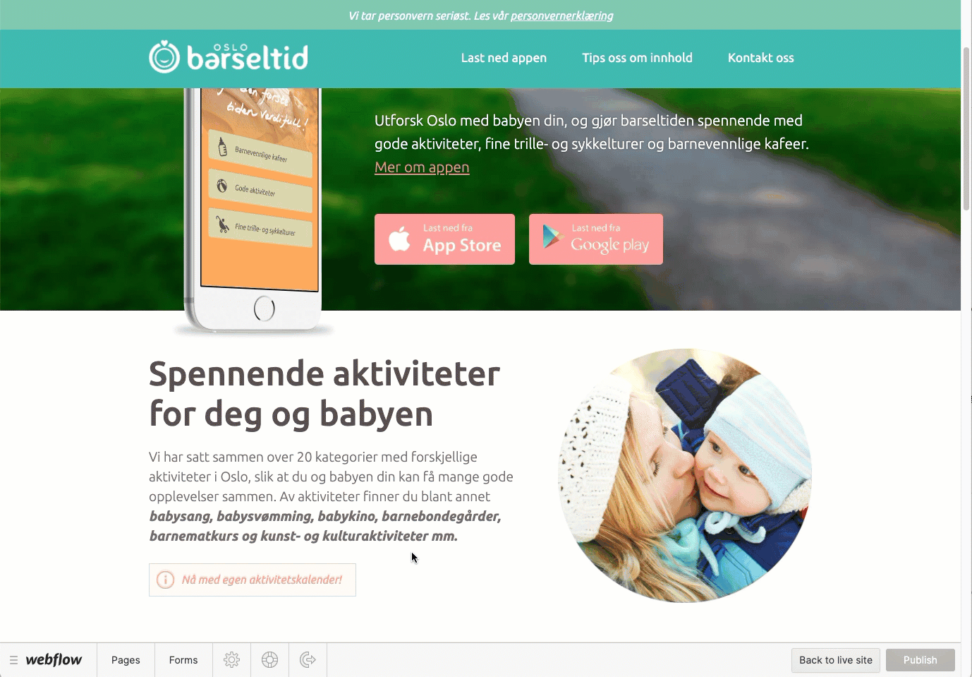 Rediger teksten direkte på nettsiden med Webflow CMS