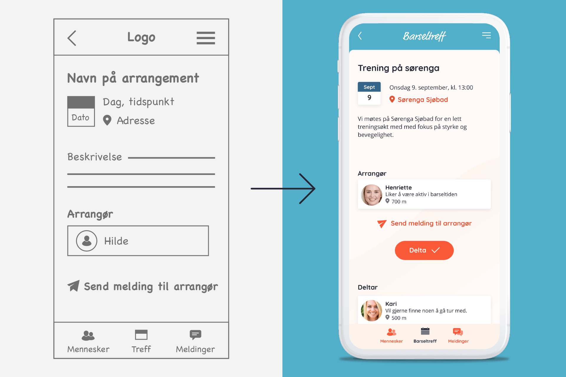 Fra prototype til ferdig app design